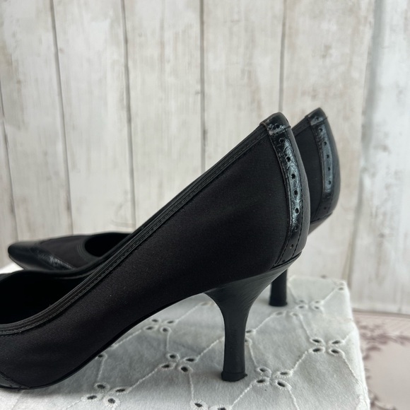 Black kitten Heel Pointy Toe unisa women Two-Tone Fabric Canvas & Leather Sz 6M - Picture 13 of 17